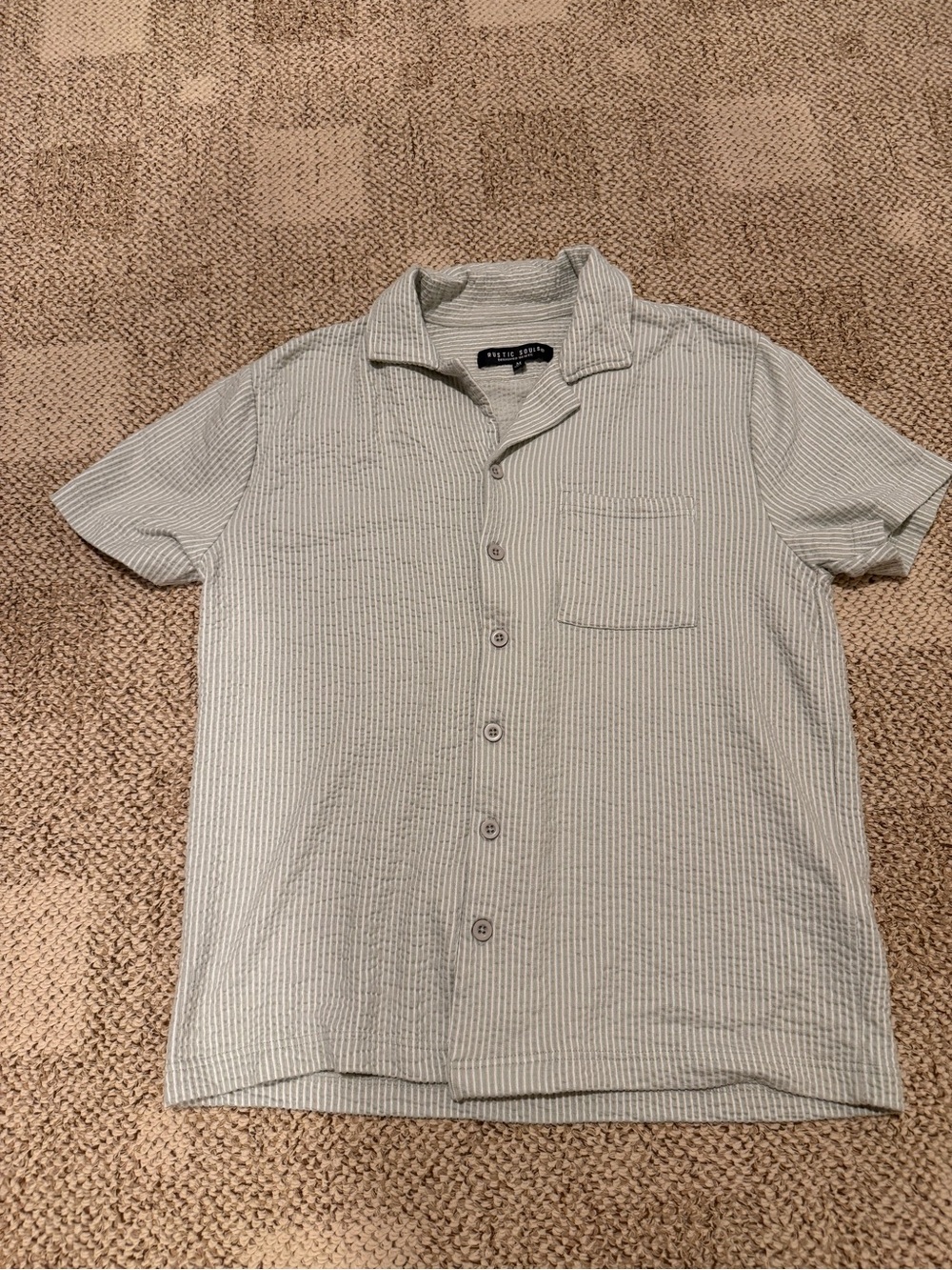 Rustic Souls Men’s Short Sleeve Striped Button Down Shirt Size Medium